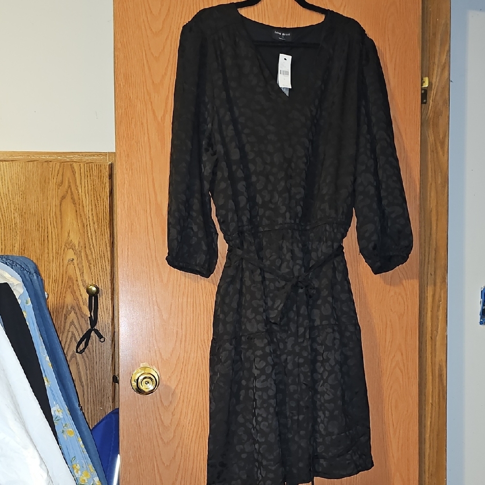 Lane Bryant Black Textured Midi Dress
